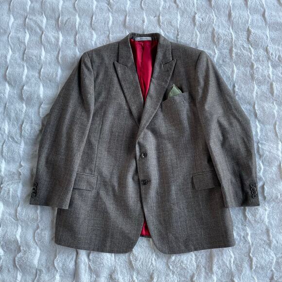 🔥Vintage Y2K Union Made USA 100% Wool Glen Plaid Suit Blazer 46S & Pants 37 - Picture 2 of 15